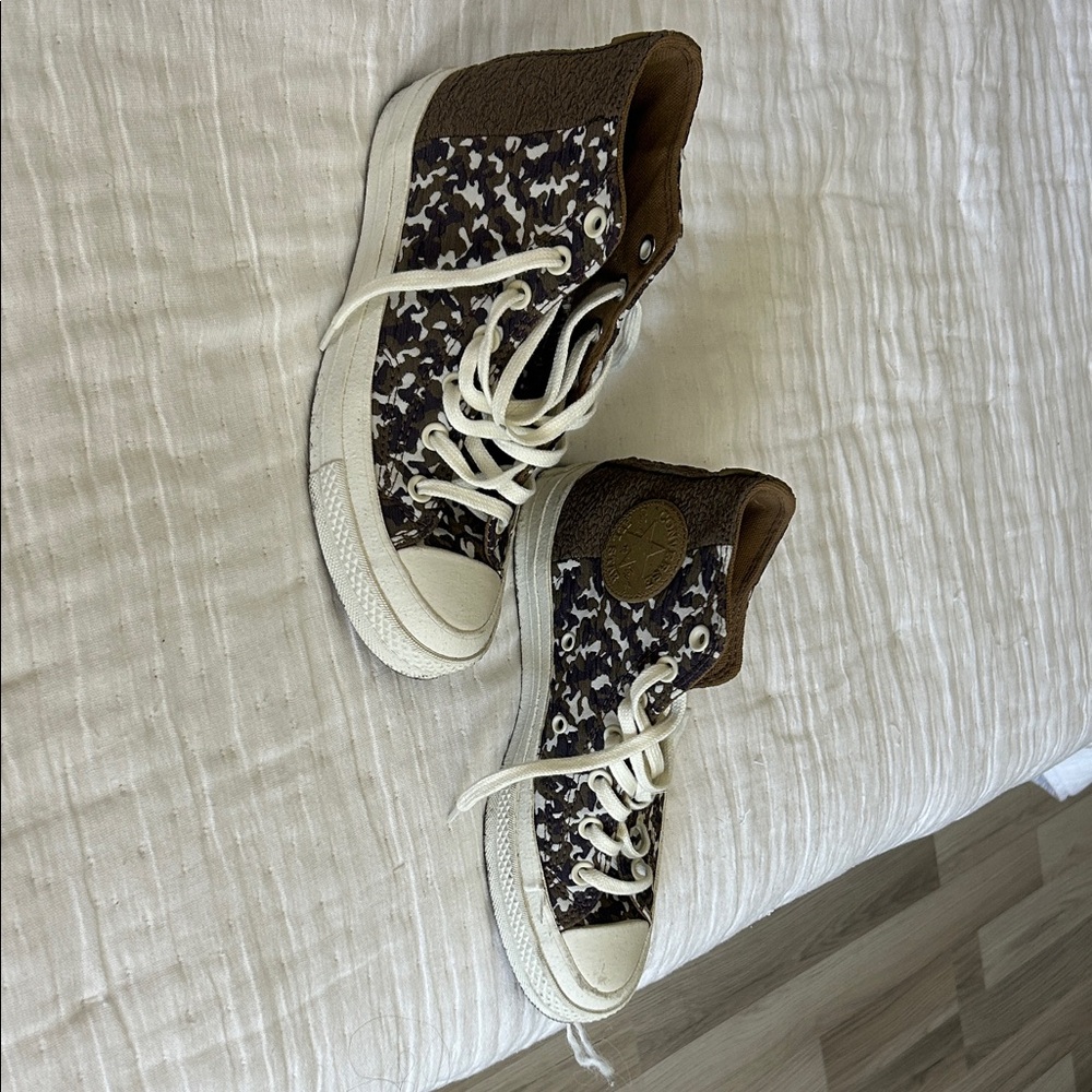 Converse Brown and White Patterned High-Tops